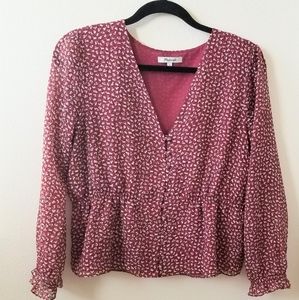 Madewell Burgundy Blouse with Pattern